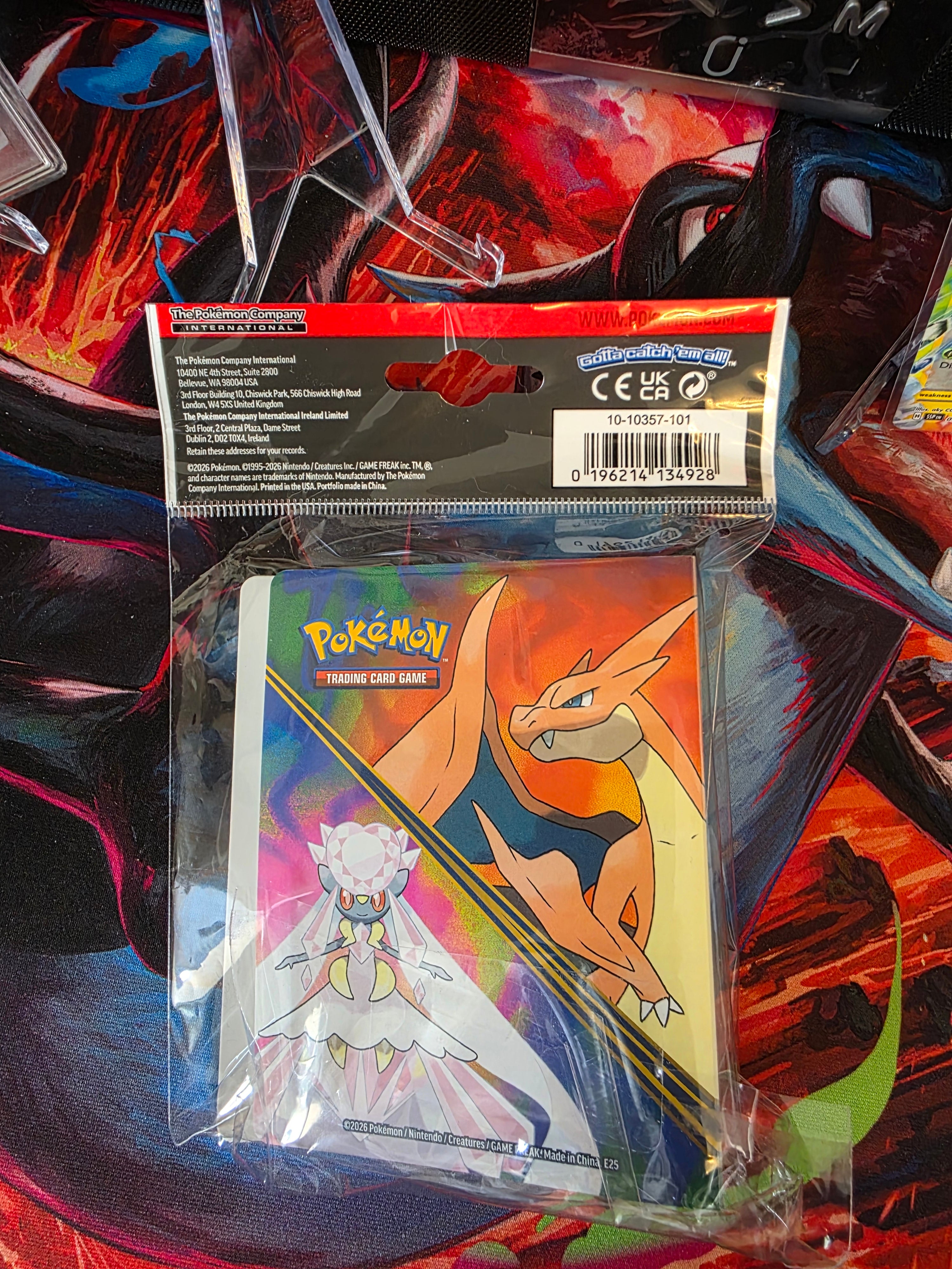 Pokemon Mini Portfolio + Booster Pack Charizard Gengar Ny Oöppnad