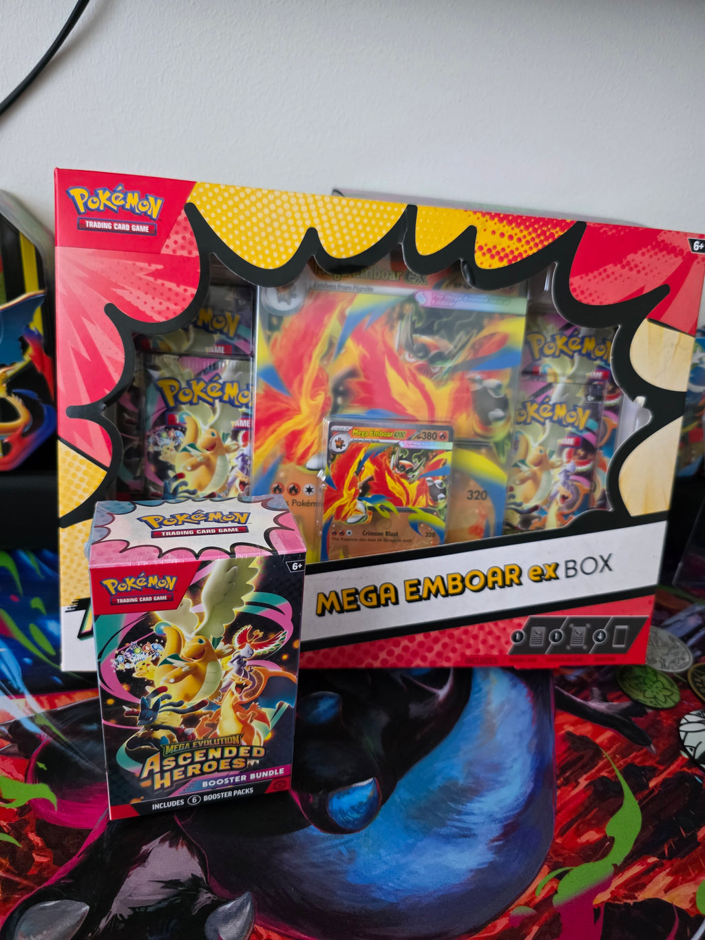 Pokémon Mega Emboar ex Box + Booster Bundle Ascended Heroes