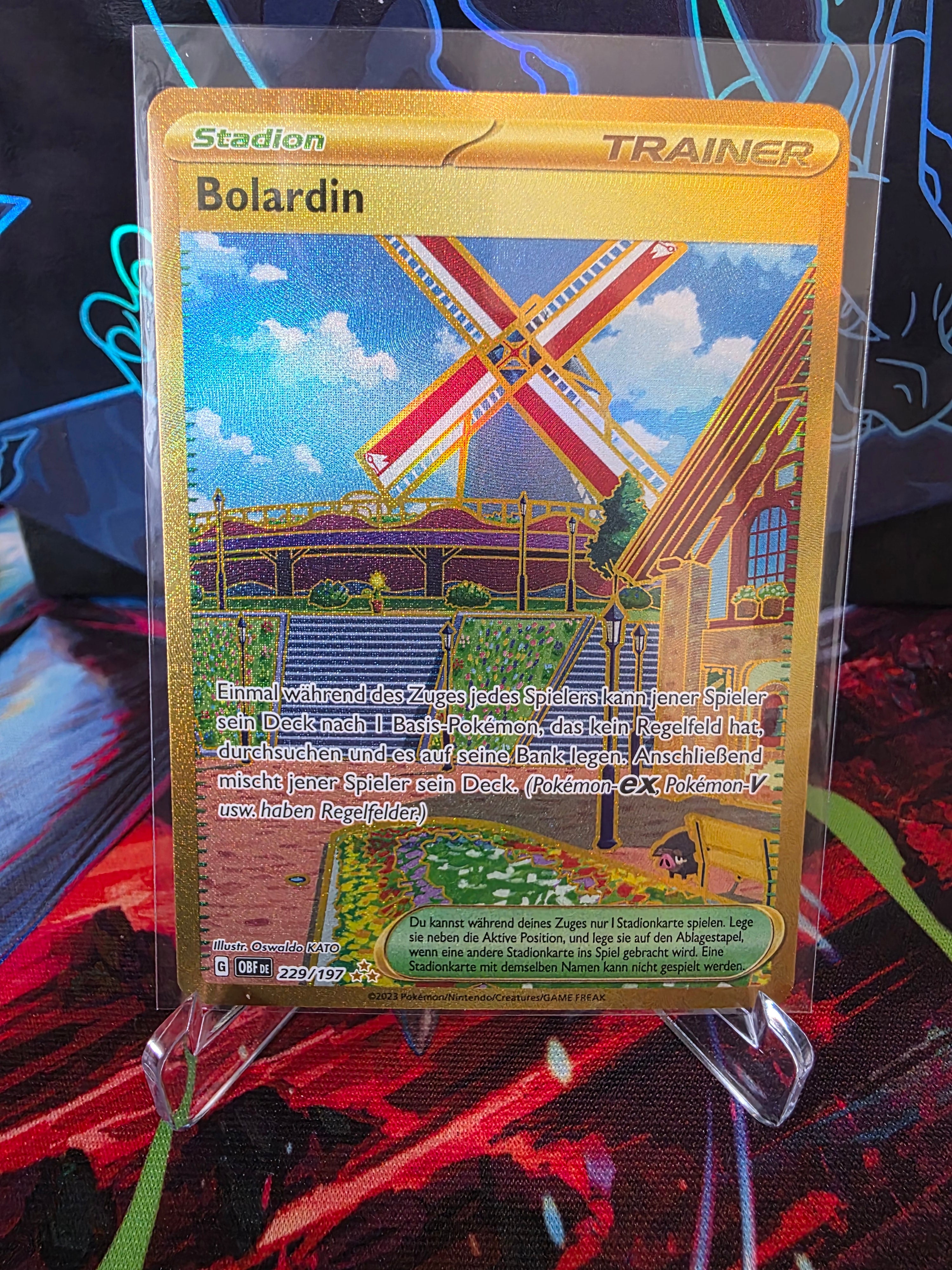 Bolardin 229/197 🇩🇪 Tysk – Gold Secret Rare – Stadium Trainer – Pokémonkort – Near Mint ✨