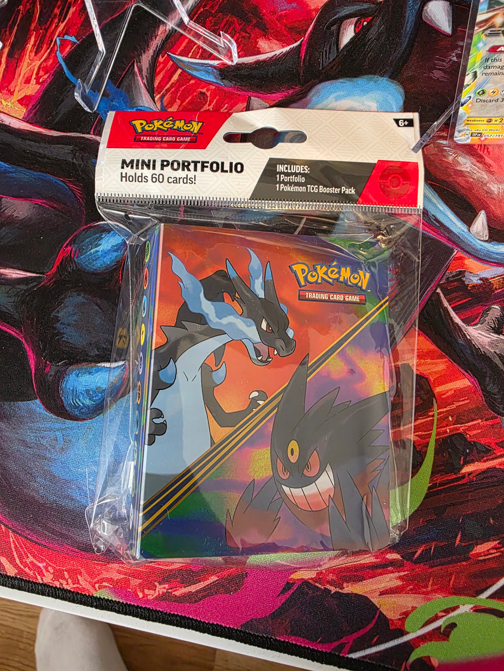 Pokemon Mini Portfolio + Booster Pack Charizard Gengar Ny Oöppnad