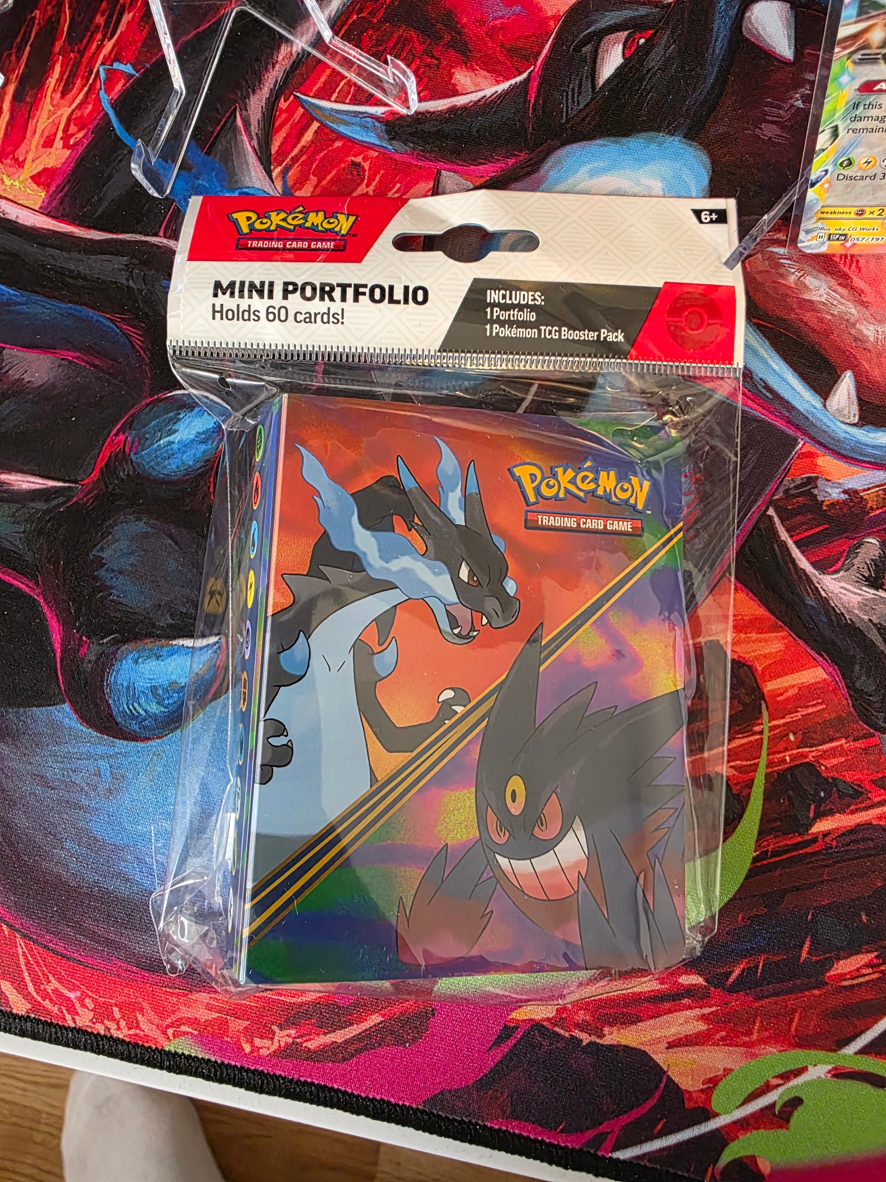 Pokemon Mini Portfolio + Booster Pack Charizard Gengar Ny Oöppnad